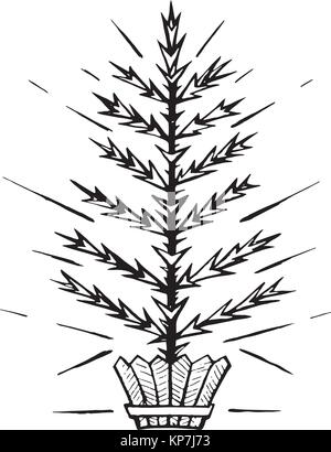 Stylisé d'arbre de Noël dans un pot Illustration de Vecteur