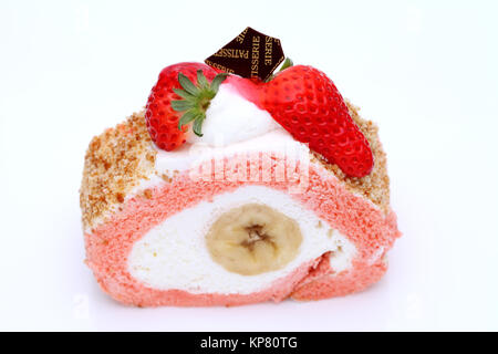 Rouleau de fraises cake Banque D'Images