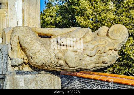 Temple du Ciel l'ornementation en pierre sculptée. Banque D'Images