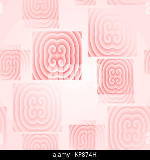 Arrière-plan géométrique abstraite, homogène et d'ellipses en spirale et rose motif rouge pastel sur les carreaux, délicate et floue Banque D'Images