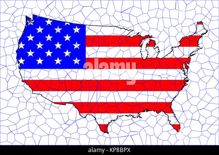 Mosaïque Carte Drapeau USA Banque D'Images