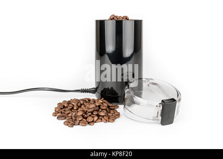 Moulin à café et du café en grains - Isolé Banque D'Images