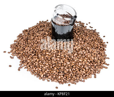 Moulin à café et du café en grains - Isolé Banque D'Images