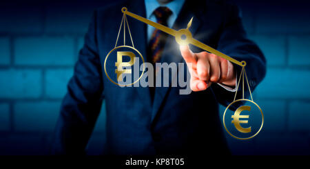 Devançant l'Euro Rouble russe sur un équilibre Banque D'Images