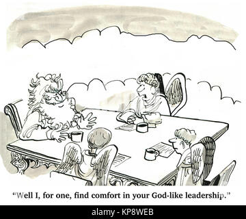 Trois anges sont assis avec Dieu dans une réunion. Un ange aime le Dieu-comme le leadership. Banque D'Images