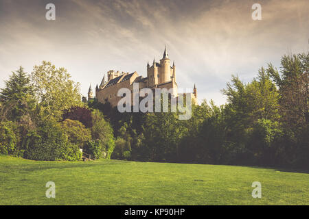 Le célèbre alcazar de segovia, Castilla y Leon, Espagne Banque D'Images