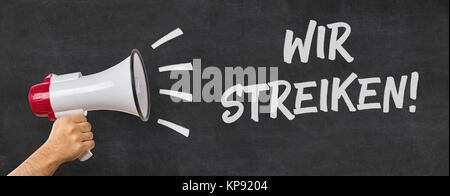 Megafon - nous aller en grève Banque D'Images