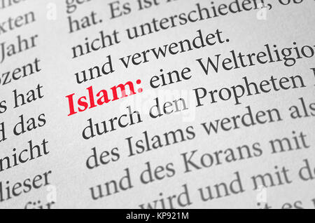 Dictionnaire avec le terme islam Banque D'Images