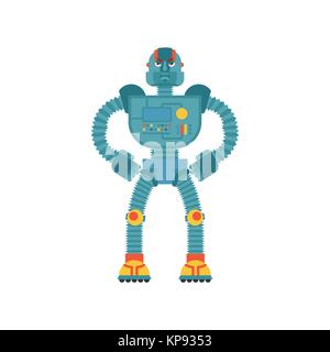 Robot en colère. Cyborg le mal d'émotions. L'homme robot agressif. Vector illustration Illustration de Vecteur