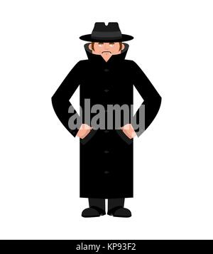 En Spy hat manteau et isolés. Agent secret en cape. Detective retro. Vector illustration. Illustration de Vecteur