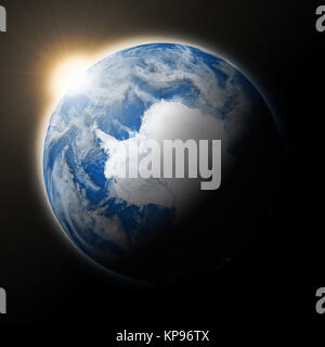 Bien au-dessus de l'Antarctique sur la planète Terre Banque D'Images