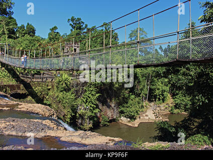 Pont suspendu au-dessus de Mena Creek Falls au Parc de Paronella sud ouest d'Innisfail QLD Banque D'Images