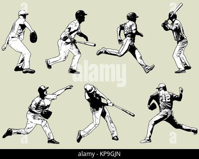 Les joueurs de baseball set - croquis illustration vecteur Illustration de Vecteur