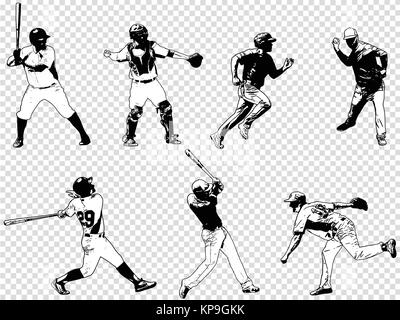 Les joueurs de baseball set - croquis illustration vecteur Illustration de Vecteur