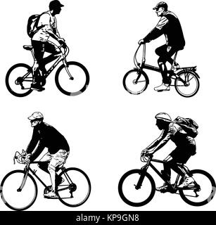 Silhouettes sketch cycliste - vector illustration Illustration de Vecteur