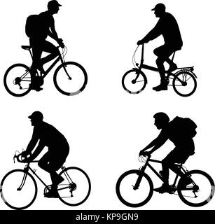 Les cyclistes - vector set silhouettes Illustration de Vecteur