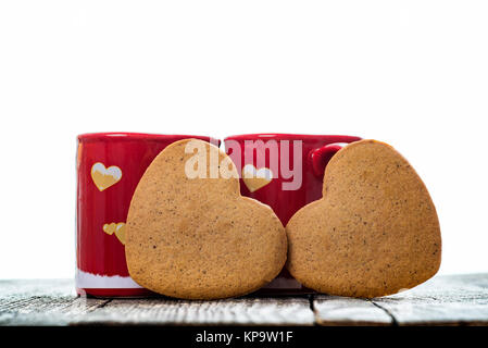 Les Cookies en forme de coeur avec CUPS Banque D'Images