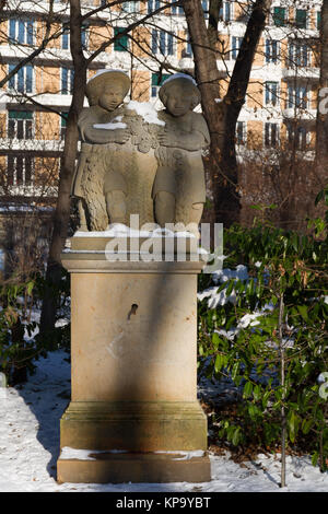 L'hiver dans le quartier berlinois de Friedrichshain Banque D'Images