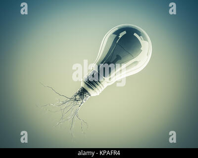 Ampoule avec racines et s'est dégagé sur l'icône avec les racines. Banque D'Images