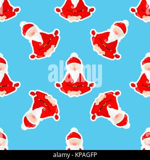 Le Père Noël se trouve dans une position du lotus. Santa Claus est engagé dans le yoga. Vector illustration dans un style de dessin animé. Modèle sans couture Illustration de Vecteur