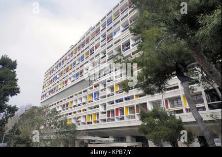 Marseille (France), l'habitation du logement social connu sous le nom de "La Cité Radieuse", conçu par le grand architecte Le Corbusier Banque D'Images