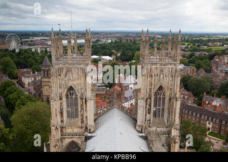 Vue depuis le toit de la cathédrale York Minster, York, Grande-Bretagne Banque D'Images