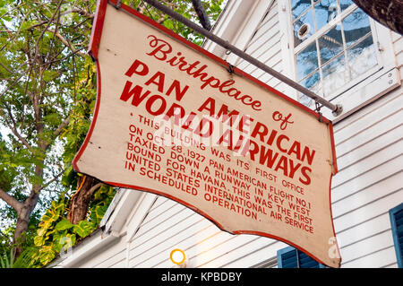 Naissance de Pan Amerian World Airways Signe, Key West, Floride Banque D'Images