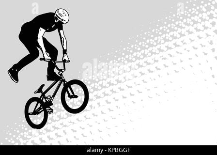 Cycliste bmx croquis sur fond de demi-ton résumé - vector Illustration de Vecteur