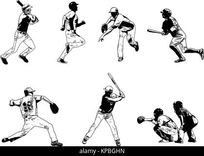 Les joueurs de baseball set - croquis illustration, vector Illustration de Vecteur