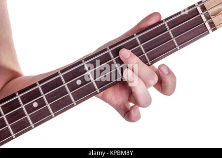 Mains d'un adolescent joue de la guitare Banque D'Images