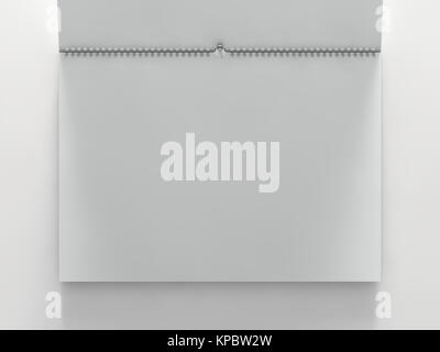 Modèle de calendrier horizontal design blanc avec des ombres douces. Le rendu 3D Banque D'Images