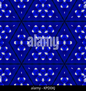 Abstract background transparent géométrique. Motif en diamant bleu foncé et blanc avec des contours noirs. Banque D'Images