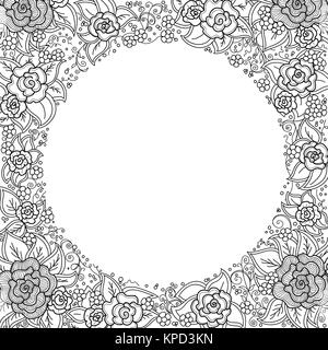 Vector noir et blanc motif floral Banque D'Images