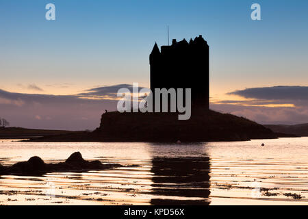 Château de Stalker, Argyll, Scotland en soirée en hiver Banque D'Images