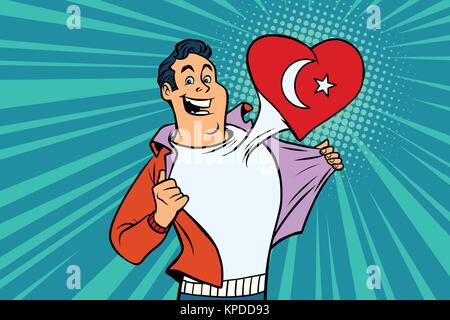 La Turquie patriot homme sportif coeur drapeau Illustration de Vecteur