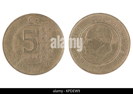 5 coin kurus turc Banque D'Images