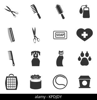 Produits pour animaux domestiques icons set Banque D'Images