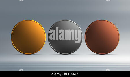 Or Argent Bronze coin avec fond Banque D'Images