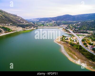 Vue aérienne du barrage de Germasogeia, Limassol, Chypre Banque D'Images