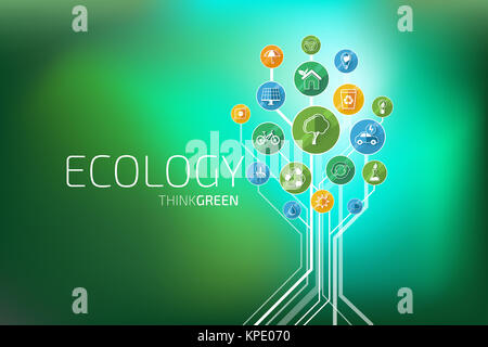 Infographie de l'écologie. Pensez vert Banque D'Images
