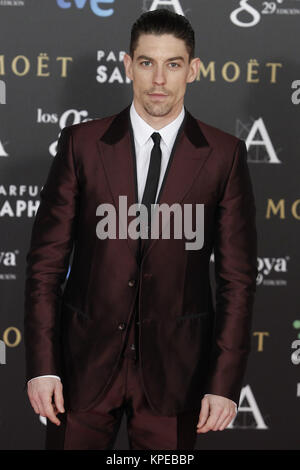 MADRID, ESPAGNE - 7 février : Adrian Lastra assiste à la Goya Film Awards au Prince Felipe Centre des congrès de Madrid, le 7 février, 2015 personnes : Adrian Lastra Banque D'Images