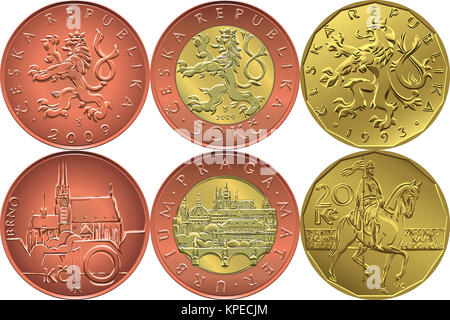 Vector Set de marche arrière et de l'argent médaille avers République tchèque Banque D'Images