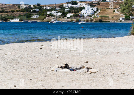 La plage de Livadia dans l'île de paros - Grèce Banque D'Images