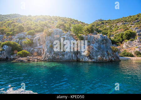 Ruines de l'ancienne ville sur le Kekova Banque D'Images