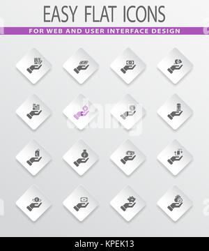 L'argent et la main icons set Banque D'Images