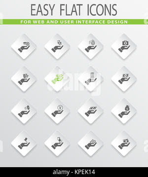 L'argent et la main icons set Banque D'Images