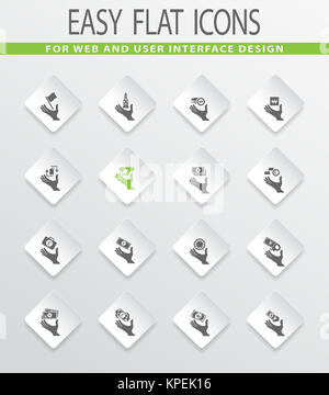 L'argent et la main icons set Banque D'Images