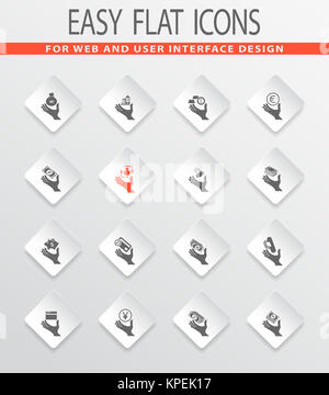 L'argent et la main icons set Banque D'Images