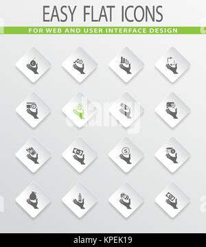 L'argent et la main icons set Banque D'Images
