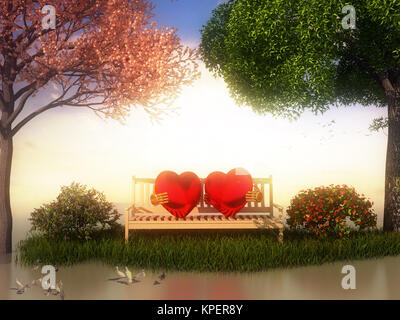 Valentin 3D View pour l'Amour et romance Banque D'Images
